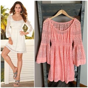 Boston Proper Flare Sleeve Crochet Dress